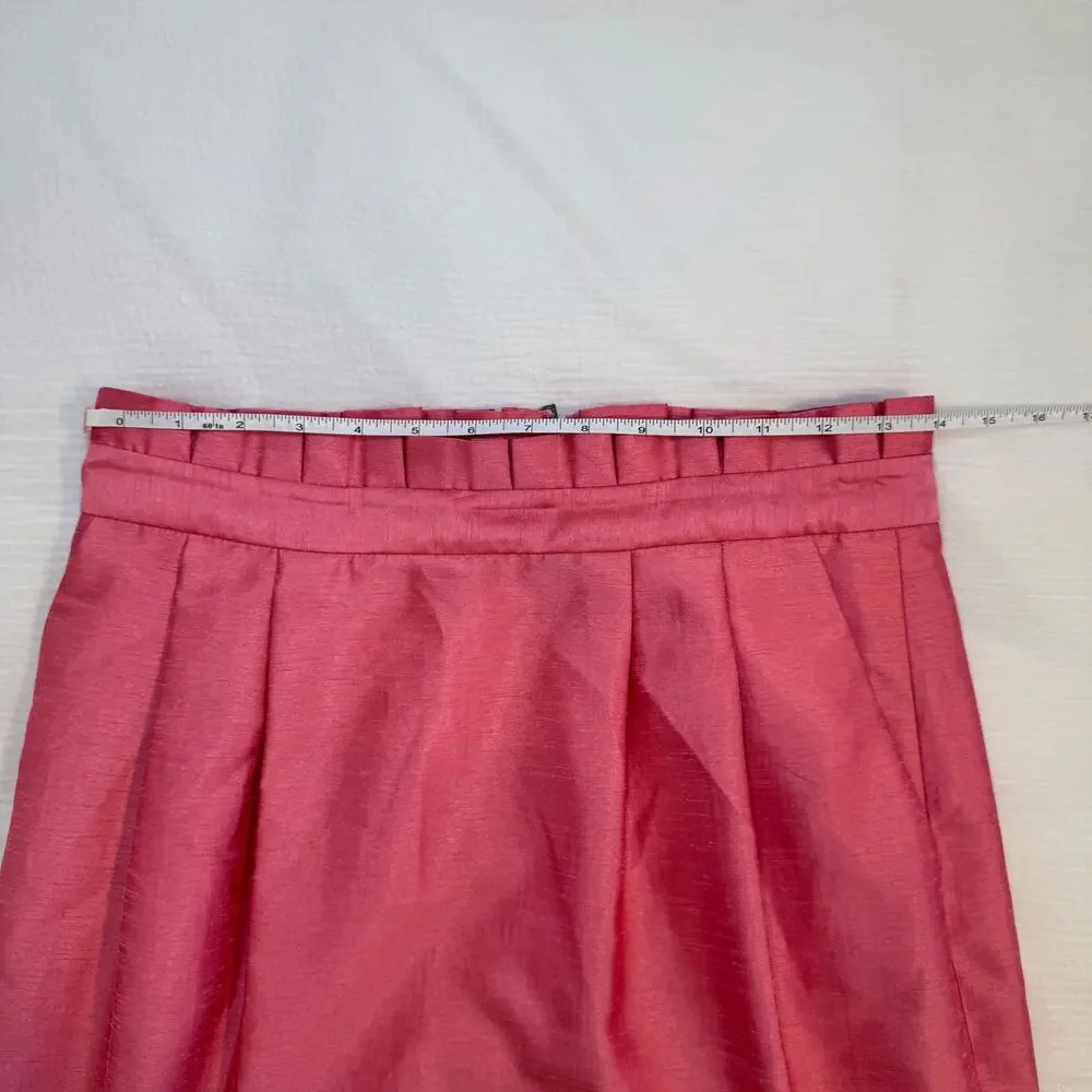 Alice + Olivia Toni Paper-Bag Skirt Satin Pink Women’s 8 Pencil Office Barbie - Picture 9 of 16